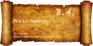 Murin Ambrus névjegykártya